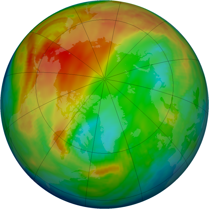 Arctic ozone map for 15 January 1998
